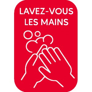 Stickers "lavez-vous les mains" rectangulaires rouges