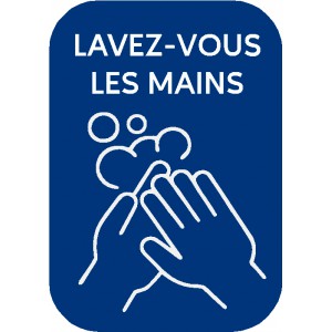 Stickers "lavez-vous les mains" rectangulaires bleus